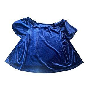 ONE LOVE CLOTHING LA Women's Size Large Blue Velvet Off-The-Shoulder Blouse